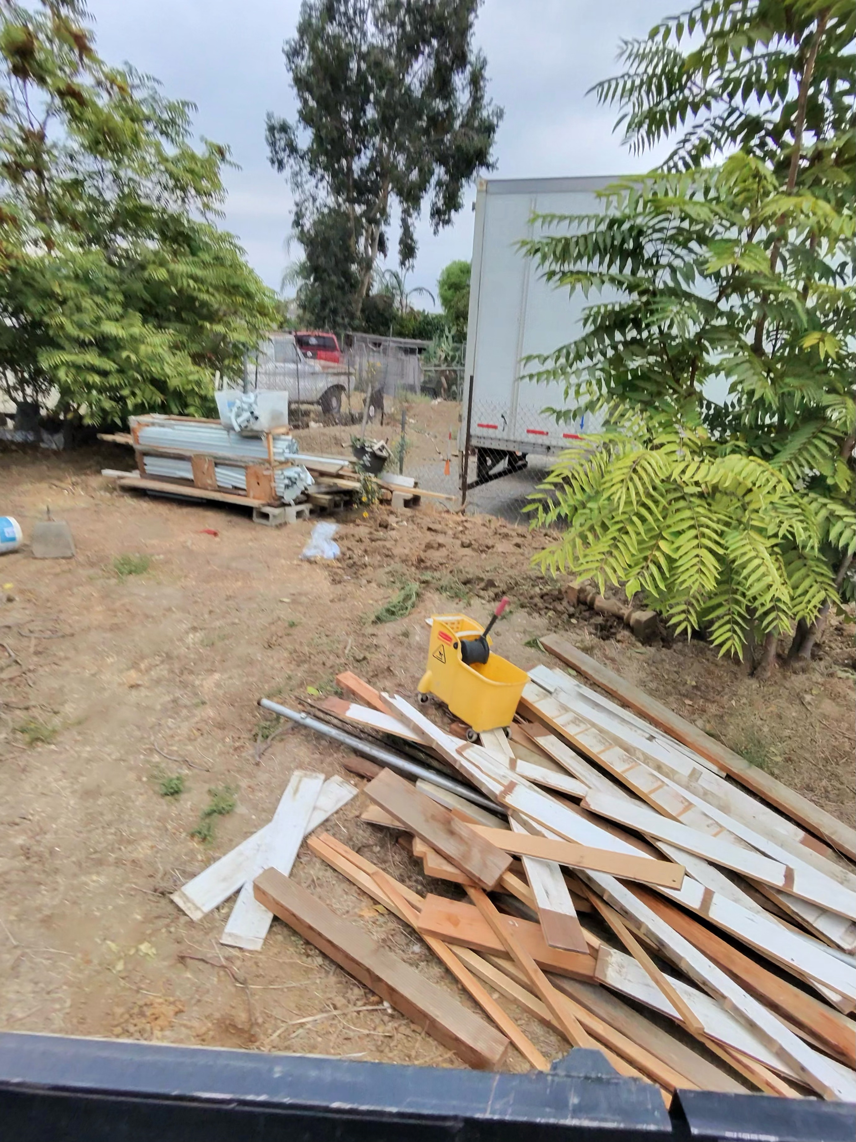 Construction debris ready for pickup